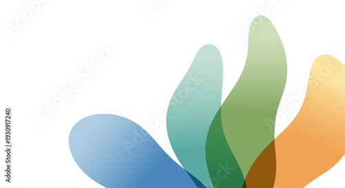 Abstract Colorful Organic Shapes Blooming on White Background Modern Design Element