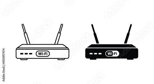 Two wireless routers one light and one dark depicted as a silhouette