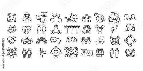 People and community flat icons for connection and diversity