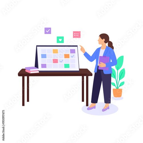 Event Planning, organizing successful events with detailed coordination, Flat vector character illustration