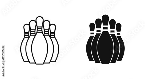 Two bowling pin icons presented in contrasting styles line and silhouette