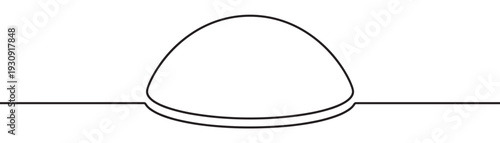 Simple dome shape illustration with clean black lines emerging from a flat plane, conveying minimalist design.