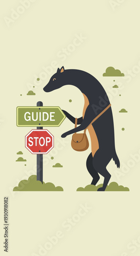 Whimsical Weasel Navigates Crossroads With Helpful Signage Options