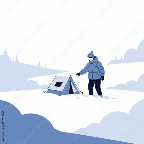 Winter Camping Adventure A Cozy Tent In A Snowy Landscape