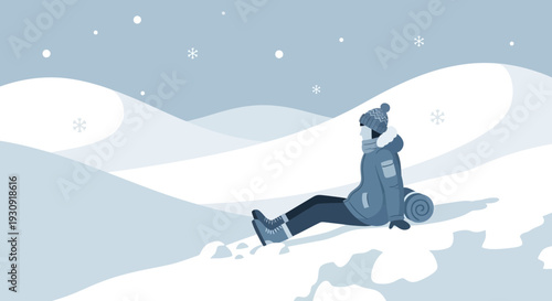 Winter Solitude A Person Enjoys A Quiet Moment In A Snowy Landscape