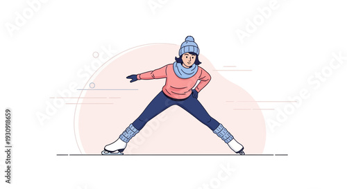 Winter Figure Skating Freestyle Movement Cartoon