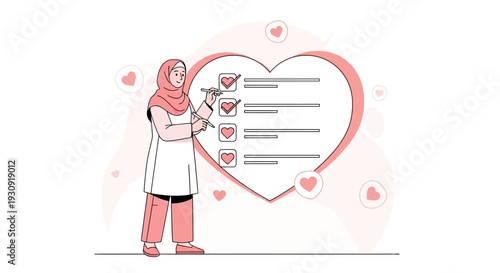 Woman Creating A Checklist Of Desires Within A Heart Shape