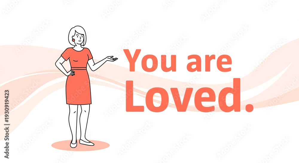 Fototapeta premium Woman Expressing Love And Appreciation In A Minimalist Style Using Simplified Illustrations