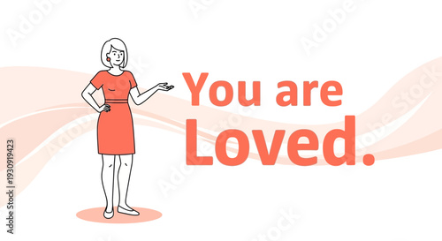 Woman Expressing Love And Appreciation In A Minimalist Style Using Simplified Illustrations