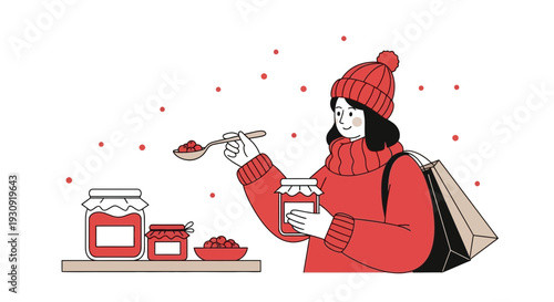 Woman Enjoying Homemade Berry Preserves Winter Season Flavors Tasting
