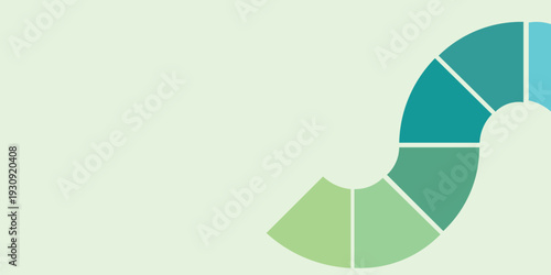 modern flat design partial pie donut chart with green and teal segmented sections on light green background for business data visualization and corporate infographic template illustration design.