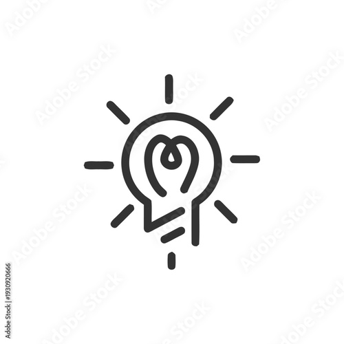 Abstract light bulb icon radiating energy, representing innovation and creativity