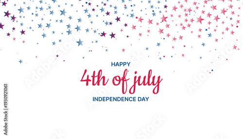 Happy 4th of July Independence Day background with patriotic star confetti design