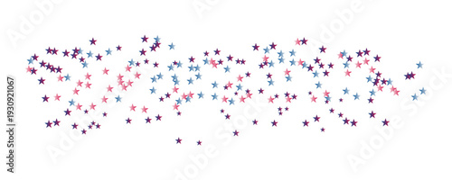 Colorful star confetti scattered on white background. Festive decorative design suitable for celebrations, parties and holiday banners.