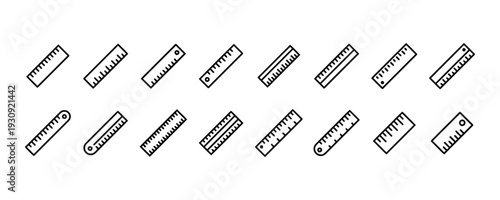 Assorted ruler icons with measurement markings in vector illustration