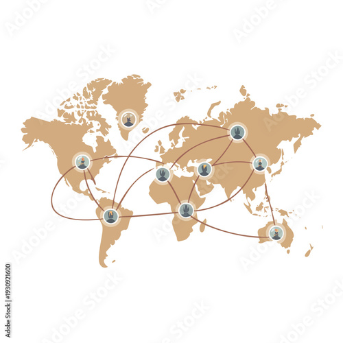 Global Network of People Connected on World Map geopolitical