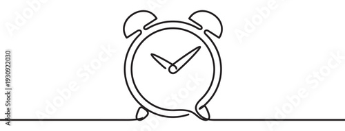 Alarm clock continuous line drawing illustration representing time management concept with a minimalist and simple design.
