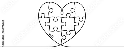 Heart puzzle pieces forming a symbolic shape of love and connection, representing unity, partnership, and emotional bonds.