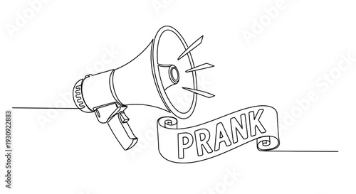 Megaphone Announcing Prank - Continuous Line Art