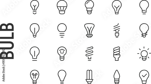 Bulb icons set for electricity innovation ideas and energy saving concepts