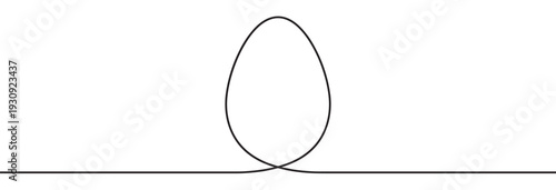 Single continuous line forms an elegant egg-shaped loop, representing concepts of infinity, connection, and minimalist design.
