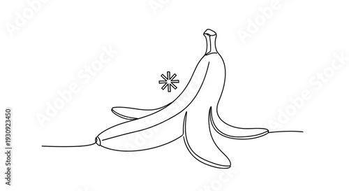 Banana Peel Outline - Simple Line Art Icon