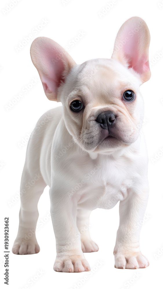 Fototapeta premium Adorable White French Bulldog Puppy Isolated on White Background