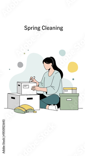 Woman Organizing Boxes For Spring Cleaning Decluttering Home Organization Decluttering