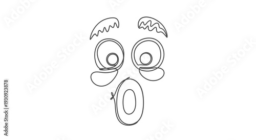 Surprised Face Doodle Icon, Shocked Expression, Wide Eyes, Open Mouth, Wow