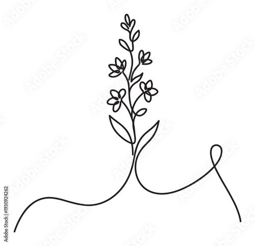 Minimalist continuous line art flower plant drawing elegantly captures the essence of nature with a simple, modern aesthetic.