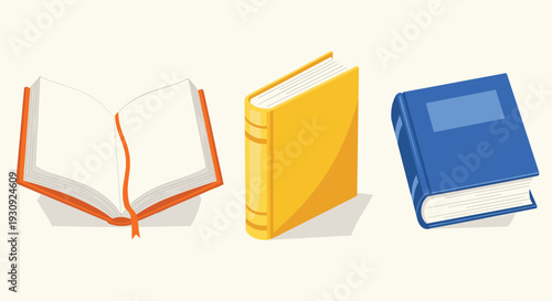 Open Blank Book Closed Yellow Book Blue Book Education Knowledge Collection