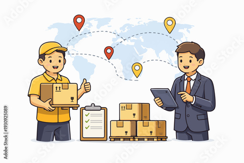Logistics and delivery service with global tracking and package management