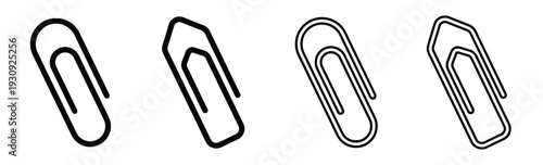 Collection of four different paperclip icons for office supplies and stationery