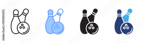 Pin Bowling icon set multiple style collection