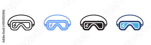 Swimming Goggles icon set multiple style collection