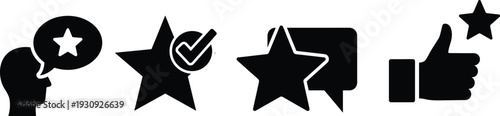 Collection of star and thumbs up icons in various styles