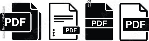 Four different pdf document icons
