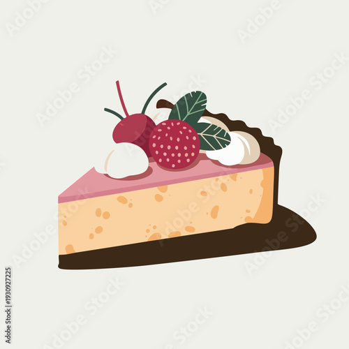 Cheesecake Slice Flat Vector Dessert Clipart