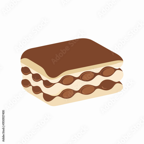 Tiramisu Slice Flat Vector Dessert Clipart