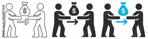 Business Transaction Icon of Money Transfer and Loan Repayment Vector Illustration
