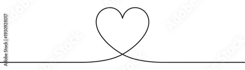 Continuous line heart drawing illustration symbol of love and romance, representing unity, passion, and emotional connection.