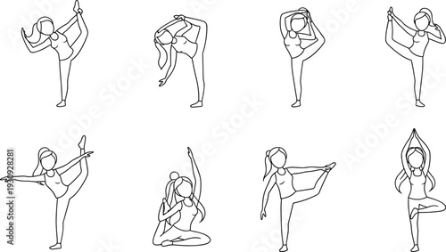 Yoga Poses Collection Fitness Illustration Sport