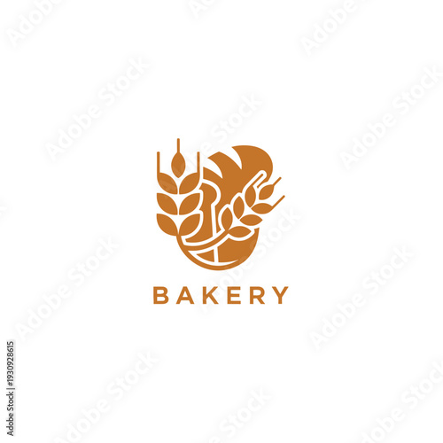 Bakery logo, wheat ears, bread loaf outline, elegant organic fresh farm products