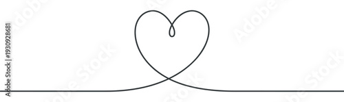 Continuous line heart drawing illustration representing love and connection in a minimalist style, perfect for romantic and emotional themes and designs.