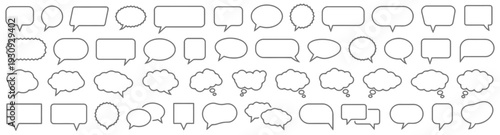 Diverse collection of speech bubble and thought bubble shapes