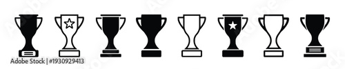 Collection of trophy cup icons for sports awards and achievements