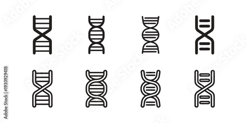 Diverse DNA helix icons showcasing different structures and views
