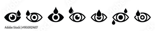 Eye drop icons set vector illustrations for medical and care use