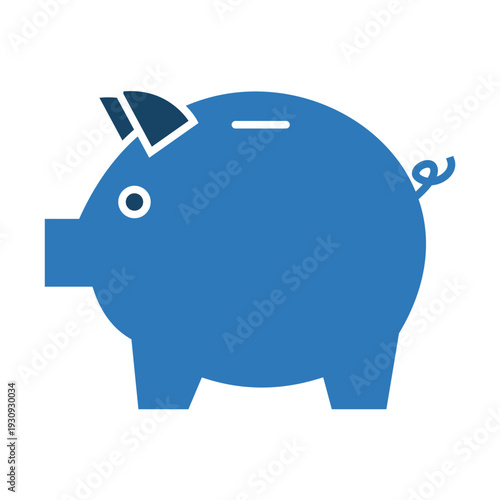 Piggy bank simple vector illustration in solid style. Isolated on white background. Editable color and vector.