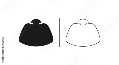 Minimalist black and white umbrella icon design, simple rain gear symbol, monochrome weather Vector